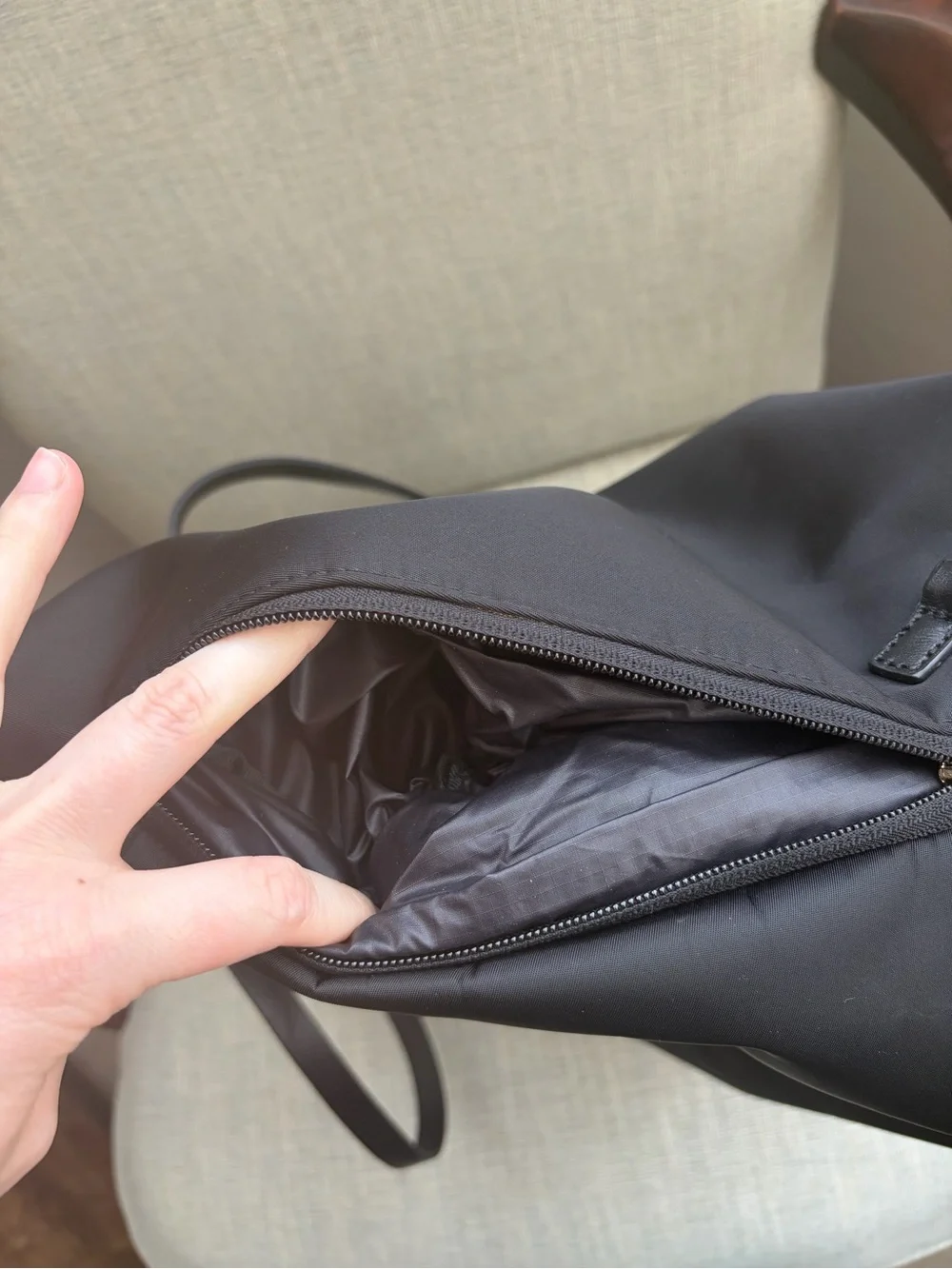 Caraa Black Nylon Studio Tote Bag with Gold Hardware